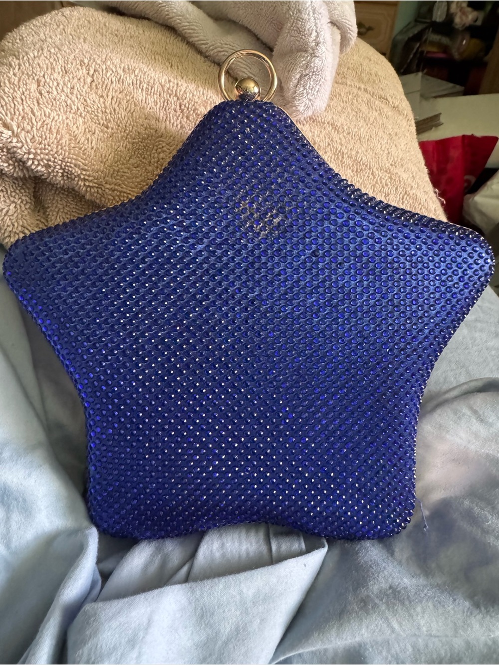 Blue Star-Shaped Crystal Evening Clutch